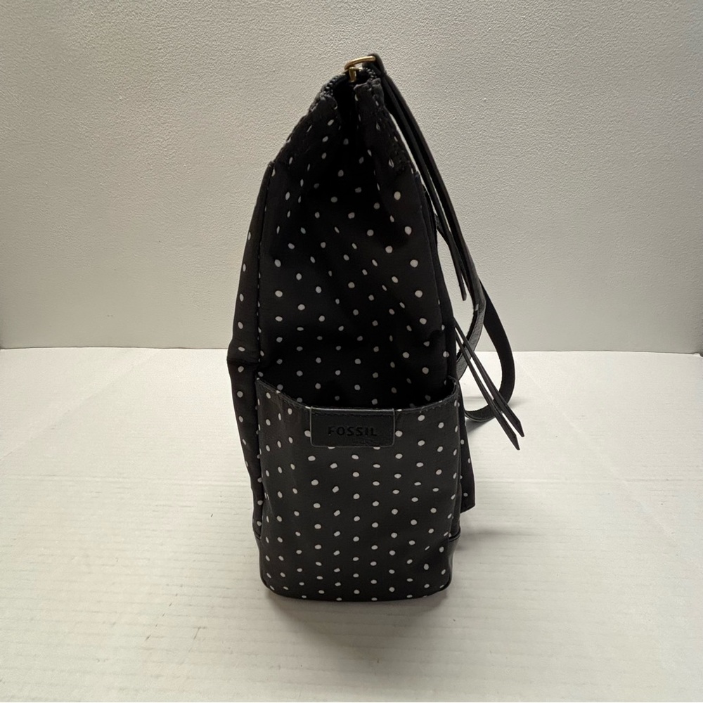 Fossil Polka Dots Tote Shoulder Bag Nylon Black White - Picture 4 of 16